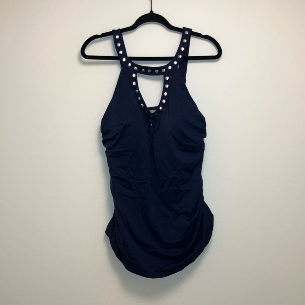 Swimsuits for All Blue Plus Size One-Piece Swimsuit